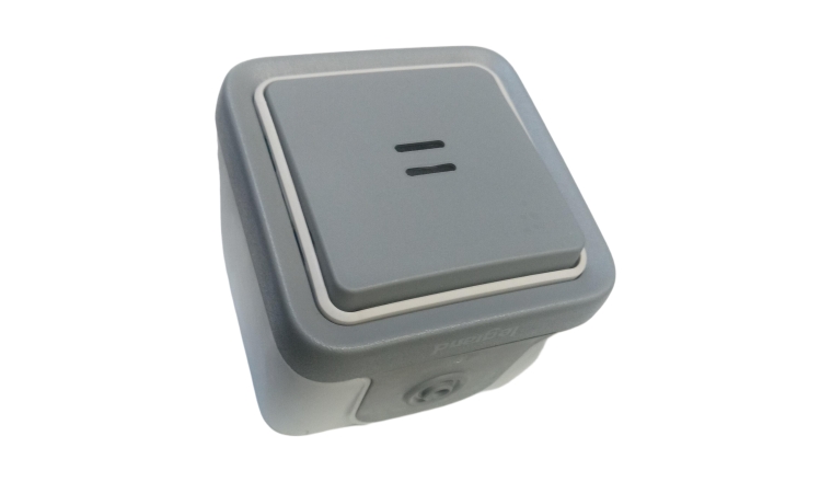 BOUTON-POUS LUMINEUX PLEXO GRI