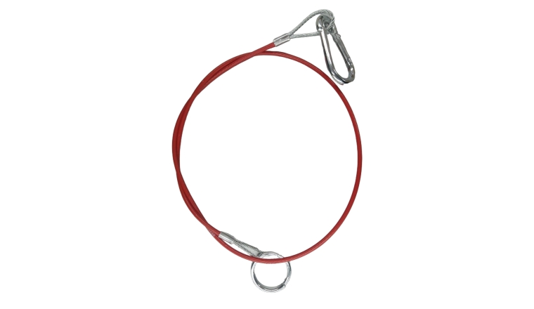 CABLE SECURITE 95CM MOUSQUETON+ANNEAU D4MM