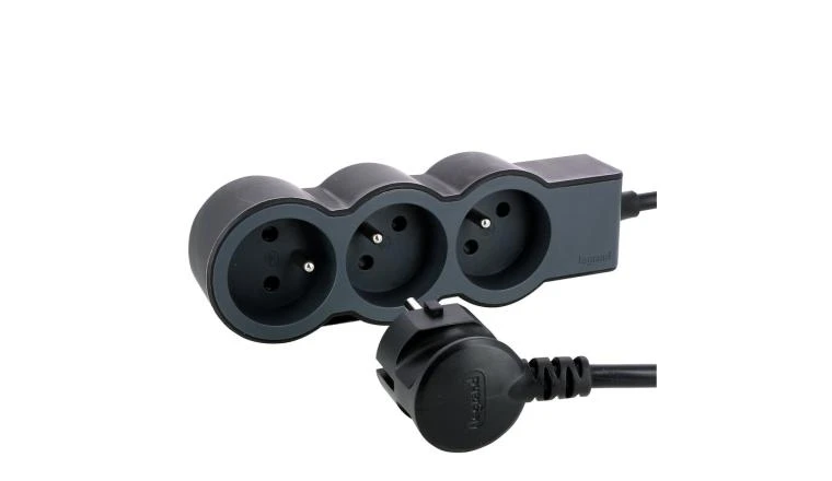 MULTIPRISE 3 PRISES TERRE 1.5M NOIR                                   