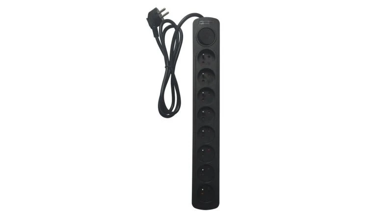 BLOC 8PRISES INTERRUPTEUR 1.5M NOIR                                   