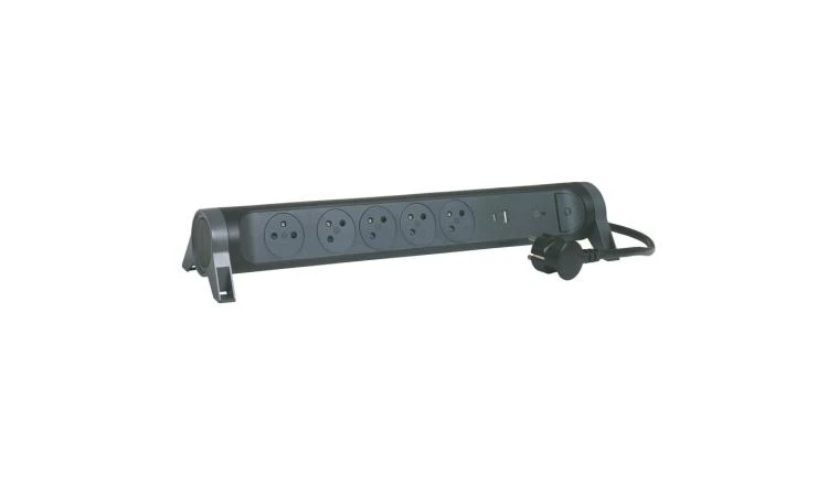 MULTIPRISE 5 PRISES + USB TERRE 1.5M NOIR                             