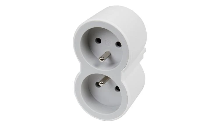 BIPLITE 2 PRISES TERRE BLANC/GRIS                                     
