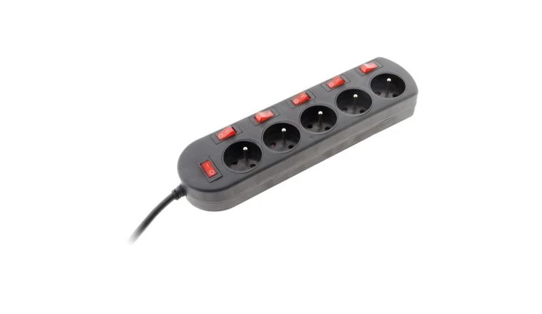MULTIPRISE FILAIRE 5PRISES 6INTER HO5VVF 2M ZENITECH NOIR             