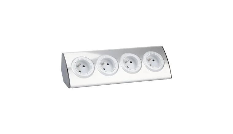 BLOC ANGLE CABLER 4PRISES GRIS                                        