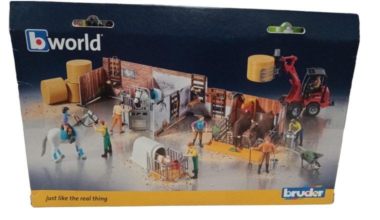 COFFRET BWORLD FERMIER AVEC FIGURINE. ANIMAUX ET ACCESSOIRES BRUDER