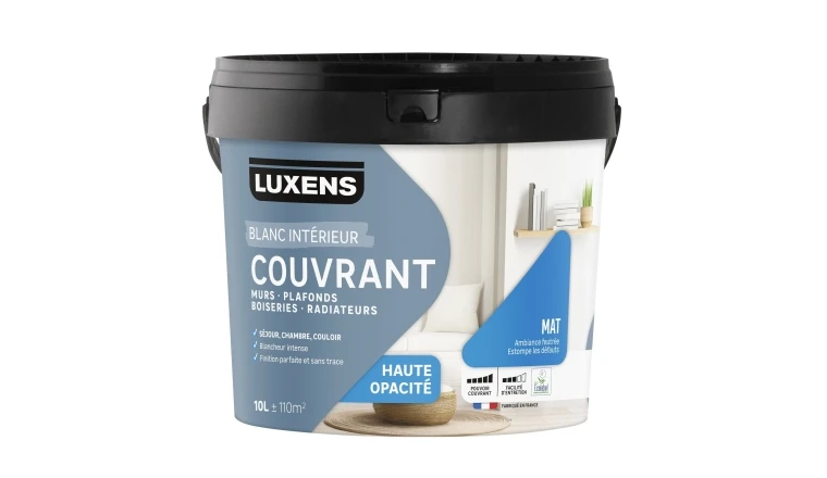 PEINTURE MUR. BOISERIE. PLAFOND BLANC MAT LUXENS COUVRANT 10L