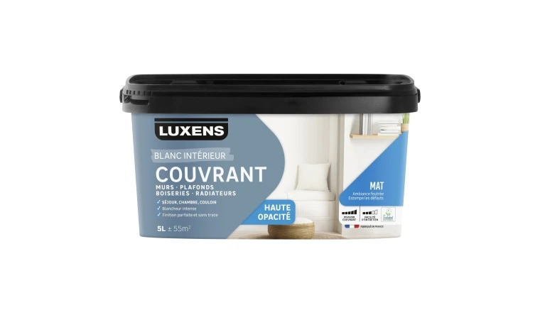 PEINTURE MUR. BOISERIE. BLANC MAT LUXENS COUVRANT 5L