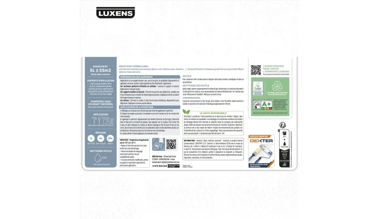 PEINTURE MUR. BOISERIE. BLANC MAT LUXENS COUVRANT 5L