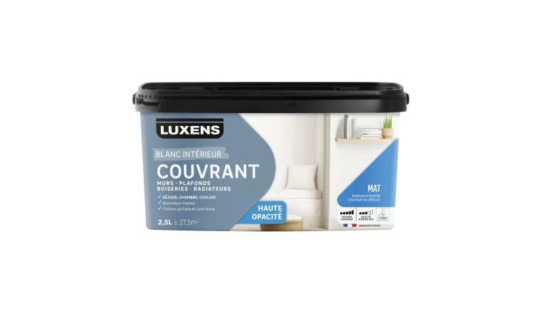 PEINTURE MUR. PLAFOND. BOISERIE. BLANC MAT LUXENS COUVRANT 2.5L