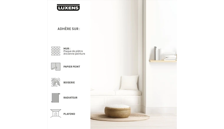 PEINTURE MUR. PLAFOND. BOISERIE. BLANC MAT LUXENS COUVRANT 2.5L