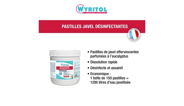DESINFECTANT WYRITOL 150 PASTILLES DE JAVEL PARFUM EUCALYPTUS