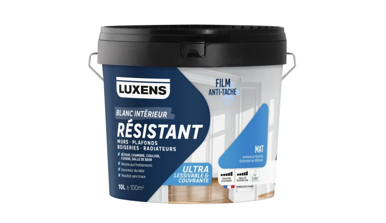 PEINTURE MUR. PLAFOND. BOISERIE BLANC MAT LUXENS RESISTANT 10L