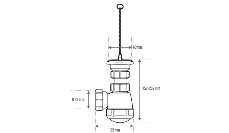 VIDAGE POUR LAVABO GAIN DE PLACE. DIAM.62 MM. EQUATION