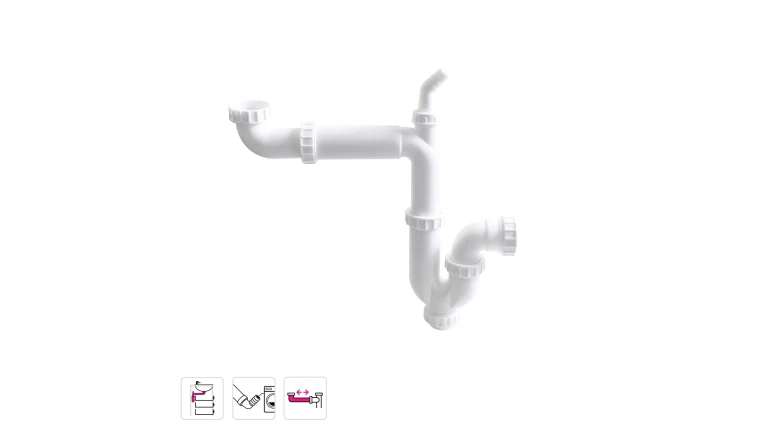 SIPHON POUR EVIER 1 CUVE RECYCLE GAIN DE PLACE DIAM.1 1/2 40MM. EQUATION