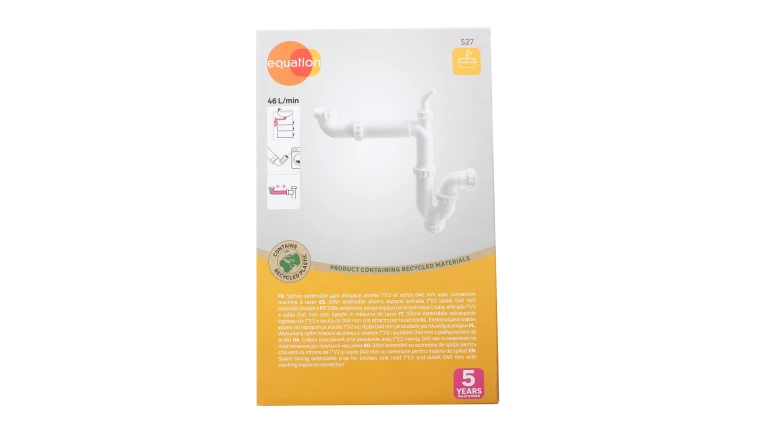 SIPHON POUR EVIER 1 CUVE RECYCLE GAIN DE PLACE DIAM.1 1/2 40MM. EQUATION