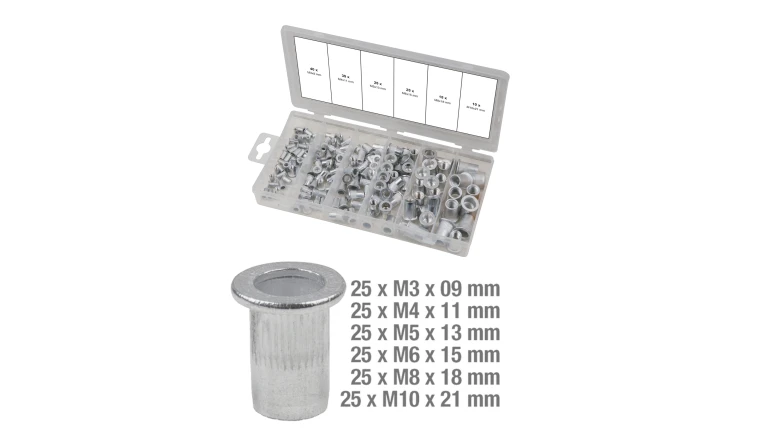 ASSORTIMENT D INSERTS TARAUDES ALUMINIUM. 150 PCS