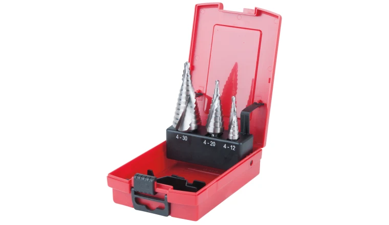 COFFRET DE 3 FORETS ETAGES HSS POUR TOLES JUSQU'A 4 MM