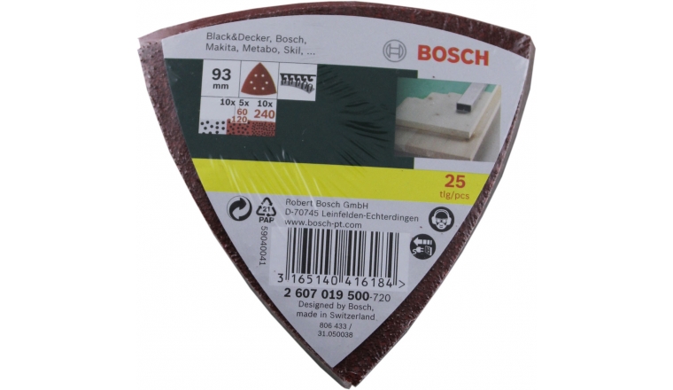 Bosch 2607019500 - Lot de 25 abrasifs delta - Grain 60/120/240