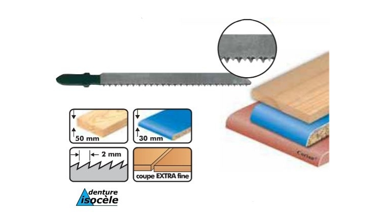 Lot de 5 lames scie sauteuse bois - 75 mm