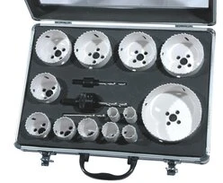 Coffret "industrie"  - 13 trépans bi-métal + 2 mandrins + 3 forets
