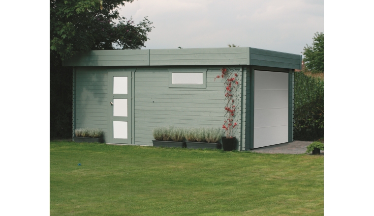 Garage en Bois MODERNE Solid 17.07 m² avec Porte Sectionnelle S8935