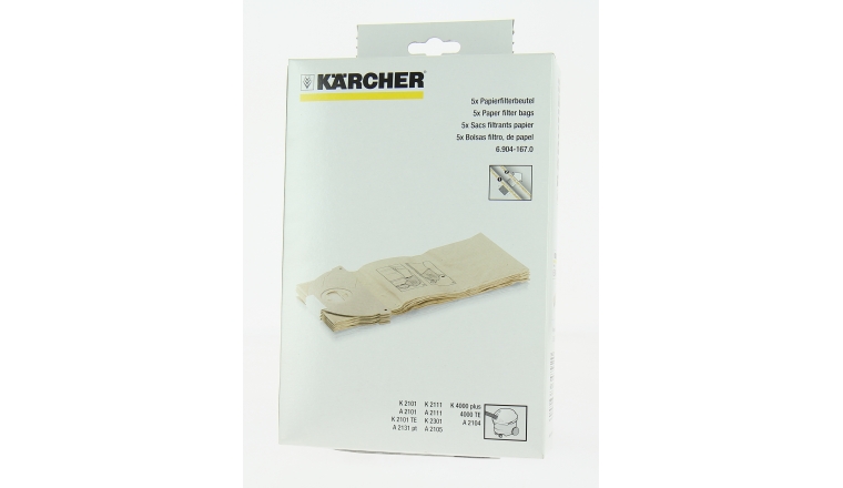 Lot de 5 sacs d'aspirateur papier 6.904-167.0 KARCHER