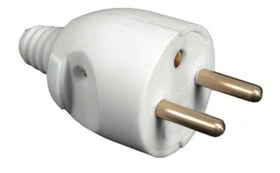 Fiche électrique mâle 2P+T 250V 16A blanche