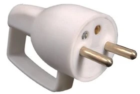 Fiche électrique mâle 2P+T 250V 16A blanche 