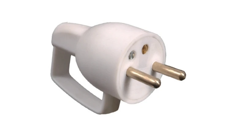 Fiche électrique mâle 2P+T 250V 16A blanche 