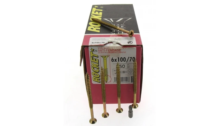 Boîte de 200 Vis à tête fraisée Pozidriv Filetage Partiel Ø 6 x 60 mm / 40 mm ROCKET