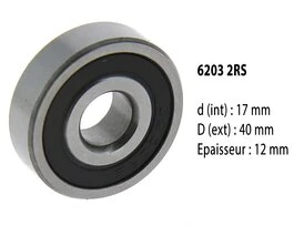 Roulement à billes étanche 6203 2RS - 17X40X12