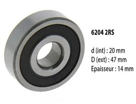 Roulement à billes étanche 6204 2RS - 20X47X14 mm