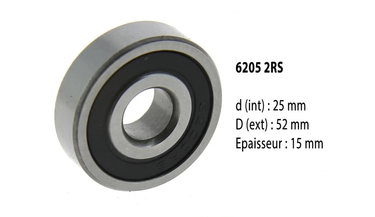 Roulement à billes 6205 2RS - 25X52X15 mm