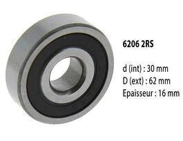 Roulement à billes 6206 2RS - 30X62X16 mm