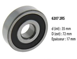 Roulement à billes étanche 6207 2RS - 35X72X17 mm