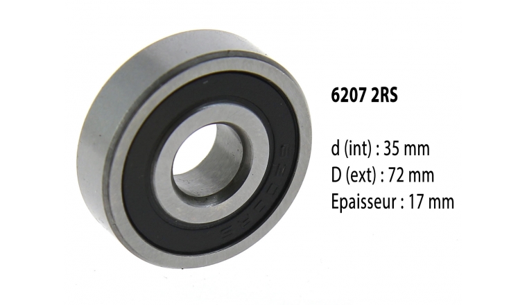 Roulement à billes étanche 6207 2RS - 35X72X17 mm