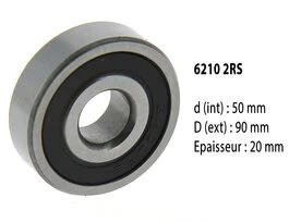 Roulement à billes étanche 6210 2RS - 50X90X20 mm