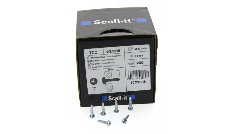 Boîte de 500 Vis à tête cylindrique cruciforme Ø 3.5 x 16 mm SCELL-IT