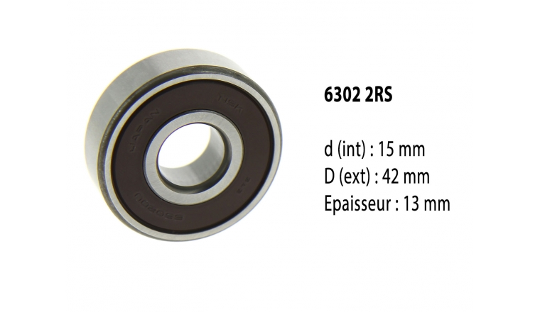 Roulement à billes étanche 6302 2RS - 15X42X13 mm