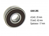 Roulement à billes étanche 6305 2RS - 25X62X17 mm