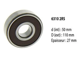 Roulement à billes étanche 6310 2RS - 50X110X27 mm