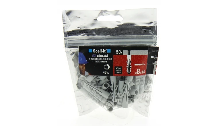 Bag de 50 Chevilles Classik Nylon à Expansion Ø 8 x 40 mm SCELL-IT