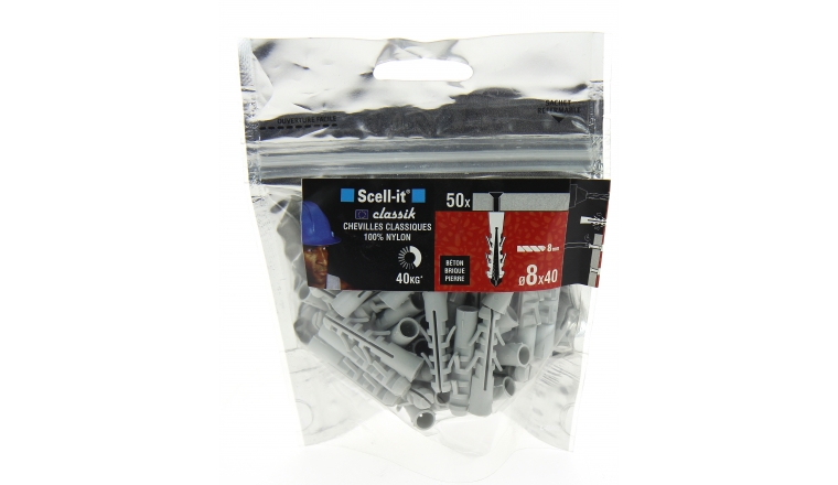 Bag de 50 Chevilles Classik Nylon à Expansion Ø 8 x 40 mm SCELL-IT