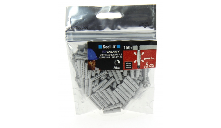 Bag de 150 Chevilles Galaxy Nylon à Expansion Ø 5 x 25 mm SCELL-IT