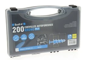 Coffret de 200 Chevilles Autoperceuses Krono Zinc 31 mm A Visser Avec Tournevis PH2 SCELL-IT