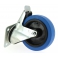 Roulette en caoutchouc élastique bleu à fixation Platine 4 points Ø 100 mm