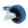 Roulette en caoutchouc élastique bleu à fixation Platine 4 points Ø 100 mm