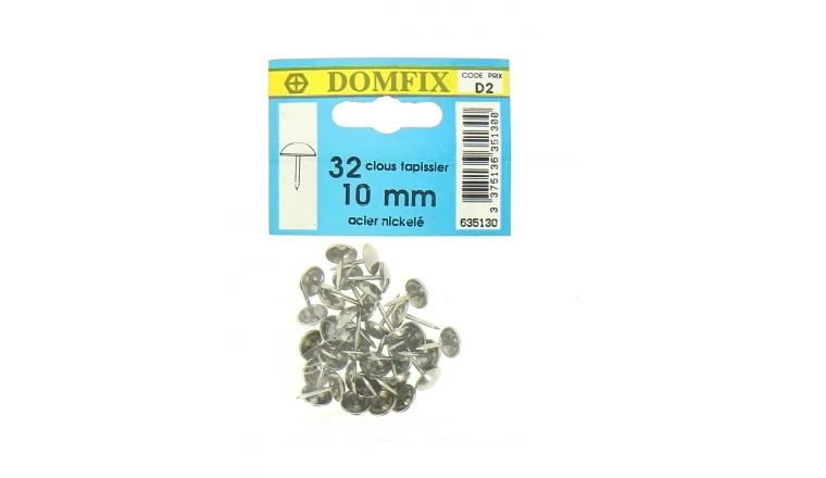 Lot de 32 Clous de Tapissier Acier Nickelé Ø 10 mm