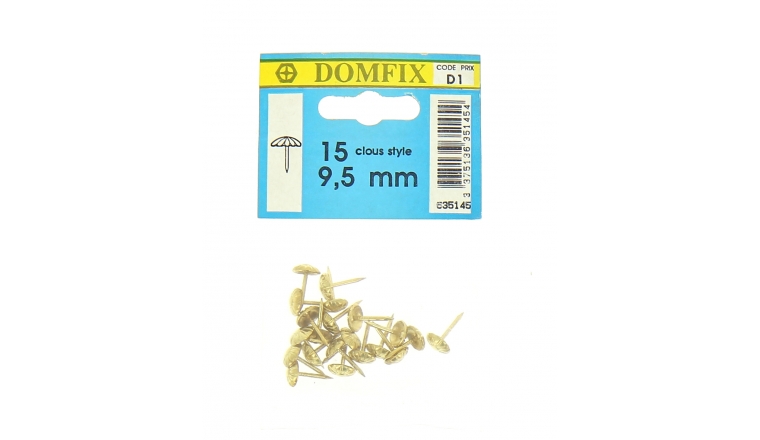 Lot de 15 Clous de tapissier striés Acier Doré Ø 9.5 mm