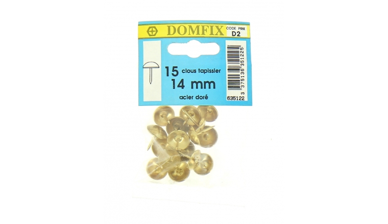 Lot de 15 Clous de Tapissier Acier Doré Ø 14 mm